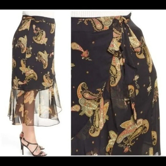 Vince Camuto NWT Women's Paisley Spice Ruffled Chiffon Midi Skirt Plus Size 22W - Picture 8 of 9